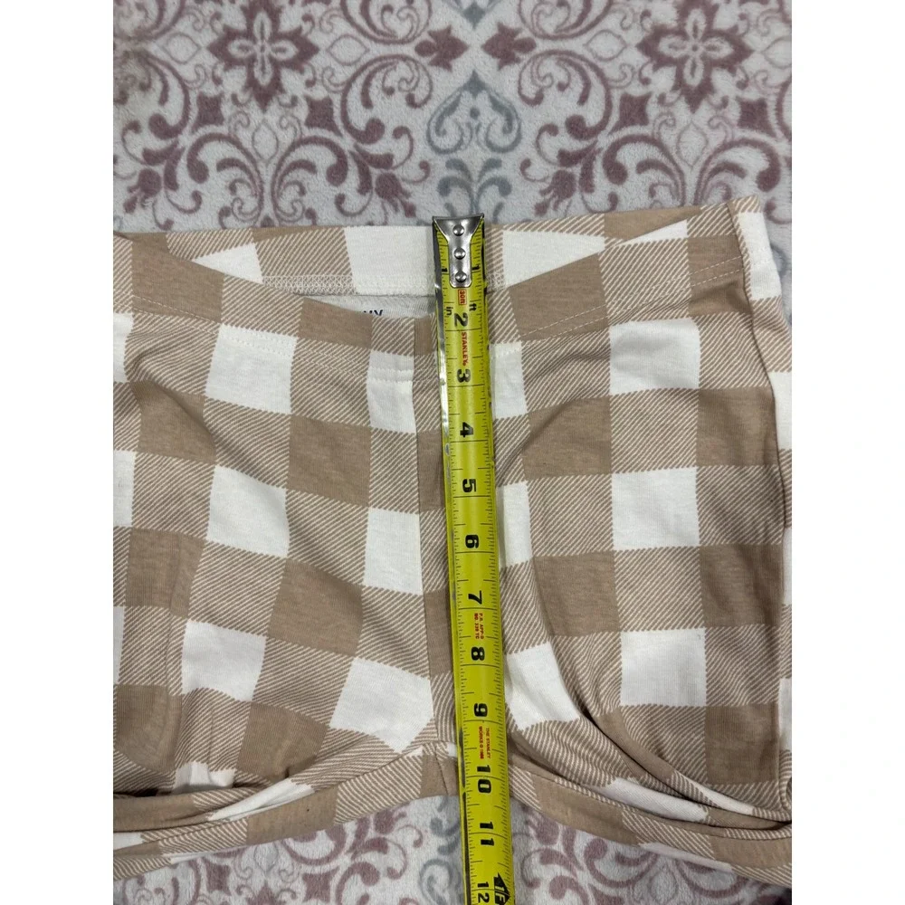 Old Navy Unisex Kids XL 12 Pajama Pants Tan White Buffalo Plaid Cotton Leggings